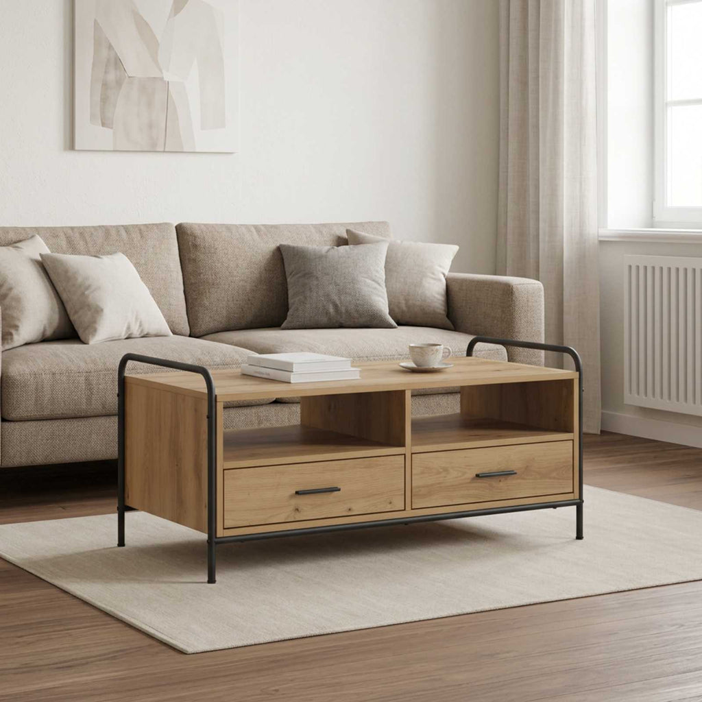 vidaXL Stolik kawowy Dąb artisan 99,5 x 49 x 46 cm Drewno inżynieryjne