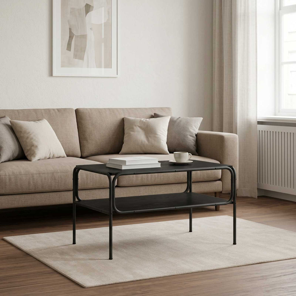 vidaXL Stolik boczny Czarny dąb 100 x 50 x 46 cm Drewno inżynieryjne