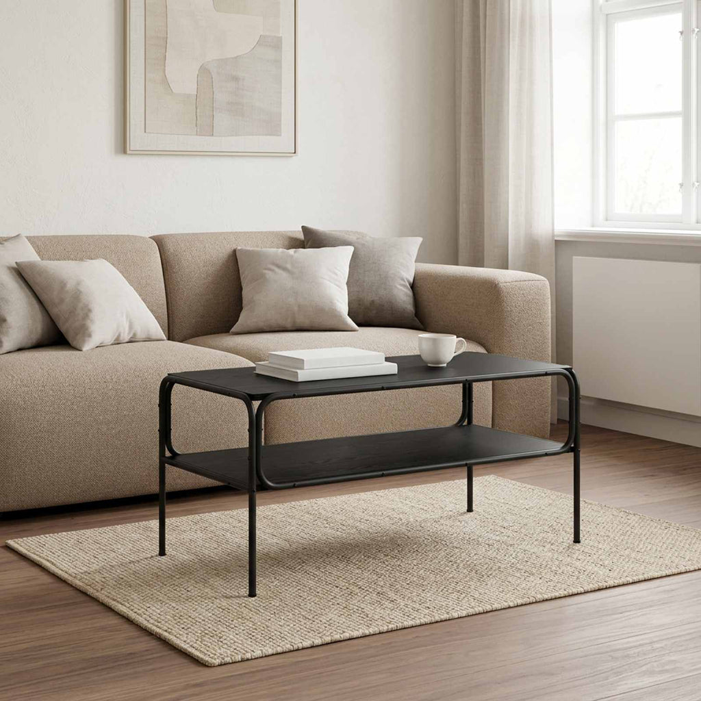vidaXL Stolik boczny Czarny dąb 100 x 50 x 46 cm Drewno inżynieryjne