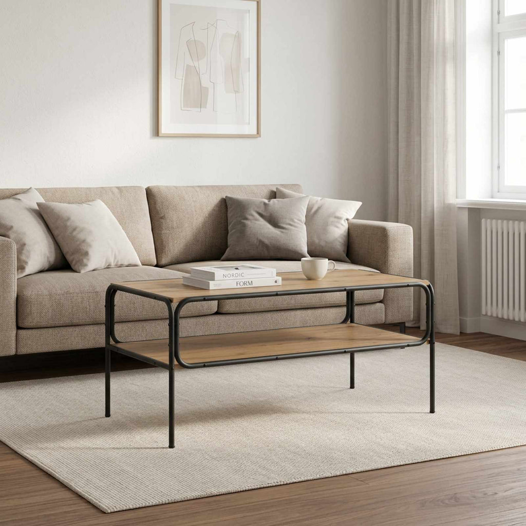 vidaXL Stolik boczny Dąb artisan 100 x 50 x 46 cm Drewno inżynieryjne