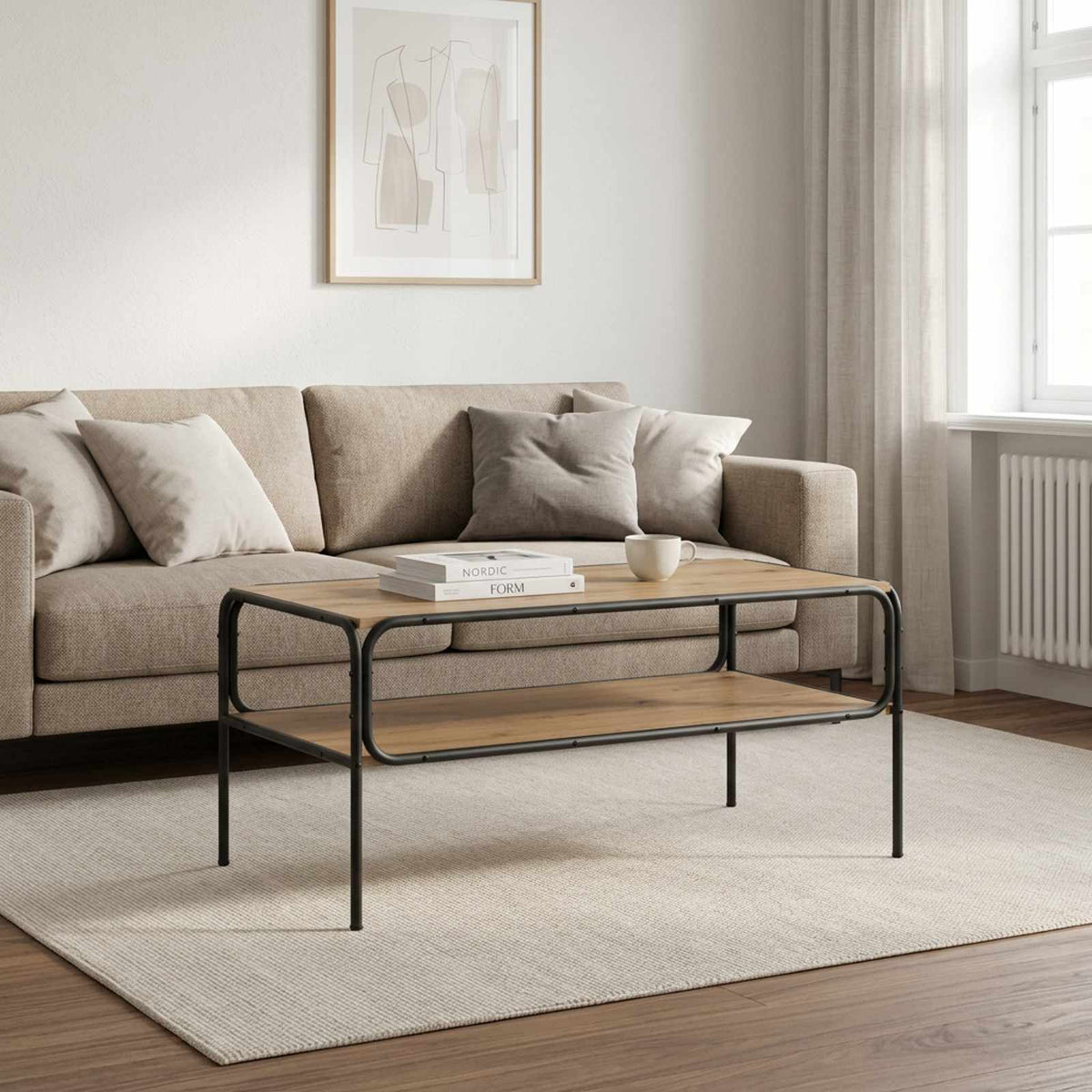 vidaXL Stolik boczny Dąb artisan 100 x 50 x 46 cm Drewno inżynieryjne