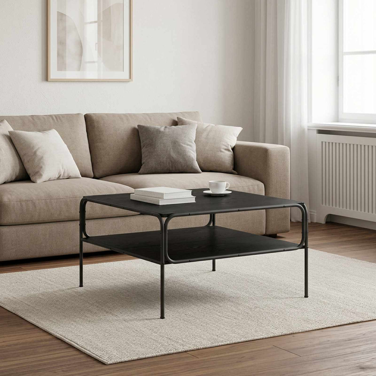 vidaXL Stolik boczny Czarny dąb 100 x 50 x 46 cm Drewno inżynieryjne