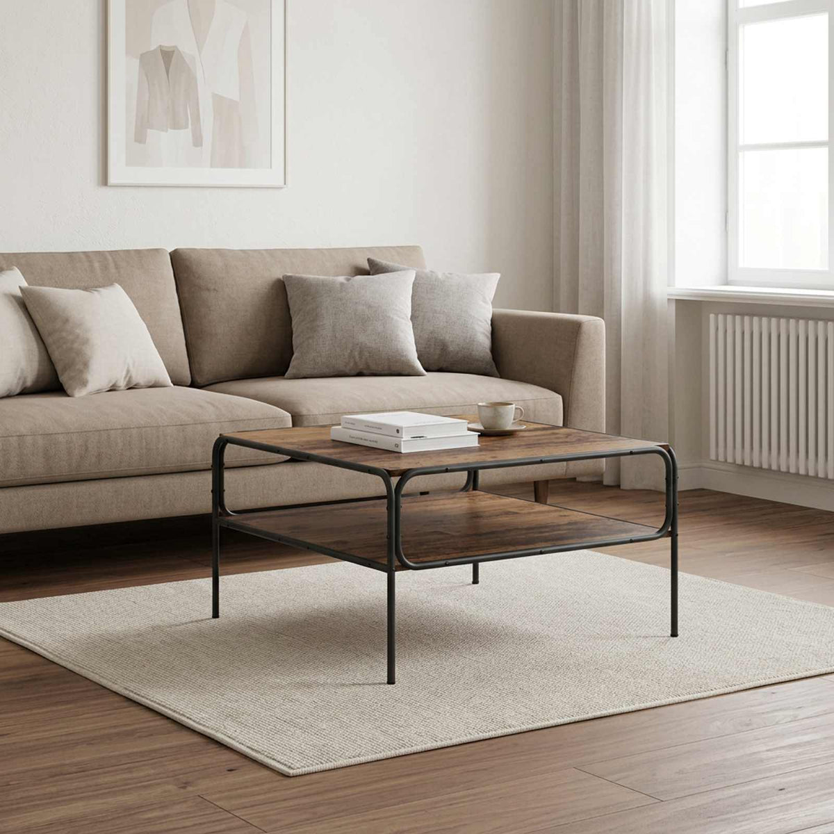 vidaXL Stolik boczny Stare drewno 100 x 50 x 46 cm Drewno inżynieryjne