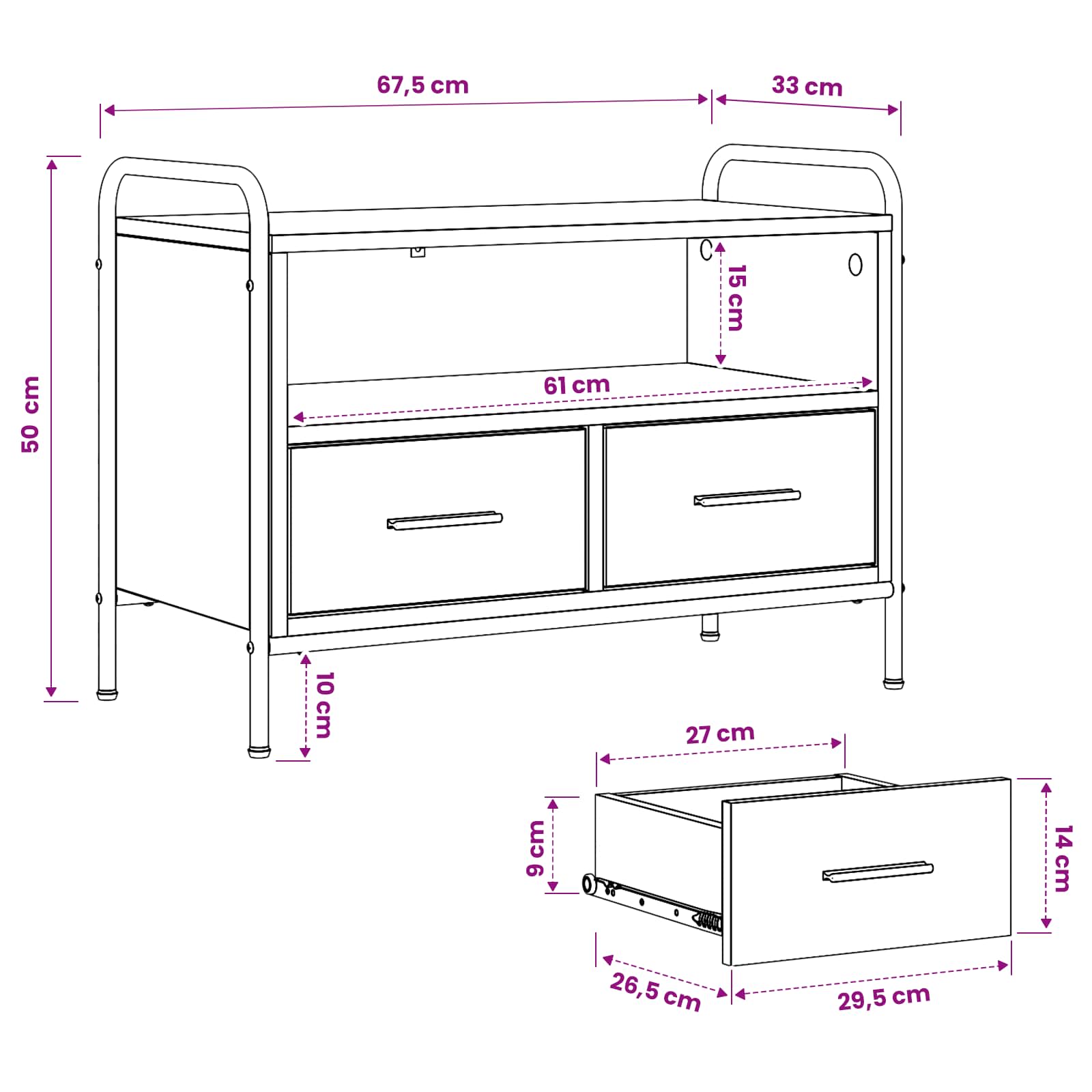 vidaXL Szafka pod telewizor 67,5 x 33 x 50 cm dąb Sonoma