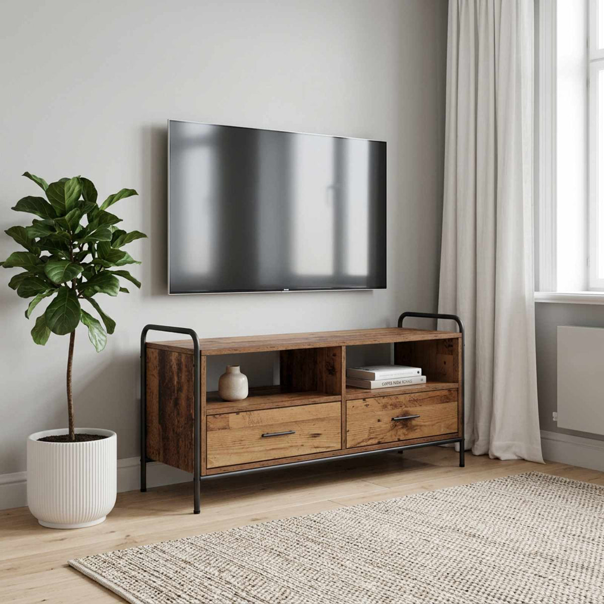 vidaXL Szafka pod telewizor 67,5 x 33 x 50 cm Stare drewno