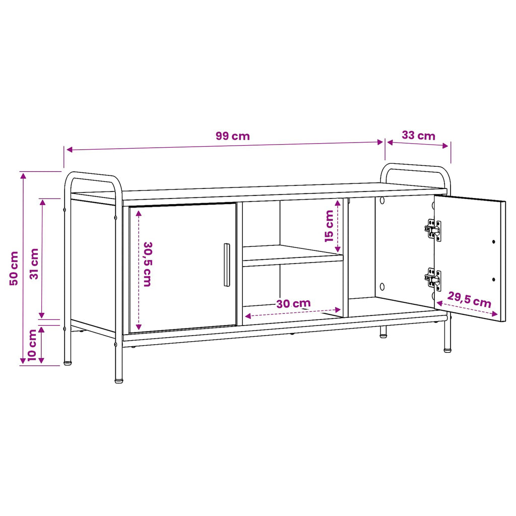 vidaXL Szafka pod telewizor 99 x 33 x 50 cm Szary Sonoma