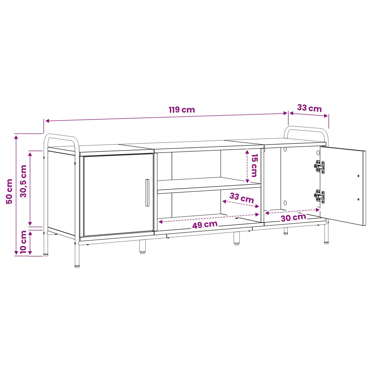 vidaXL Szafka pod telewizor 119 x 33 x 50 cm Czarny dąb