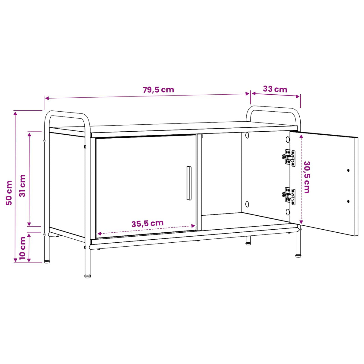 vidaXL Szafka pod telewizor 79,5 x 33 x 50 cm Szary Sonoma