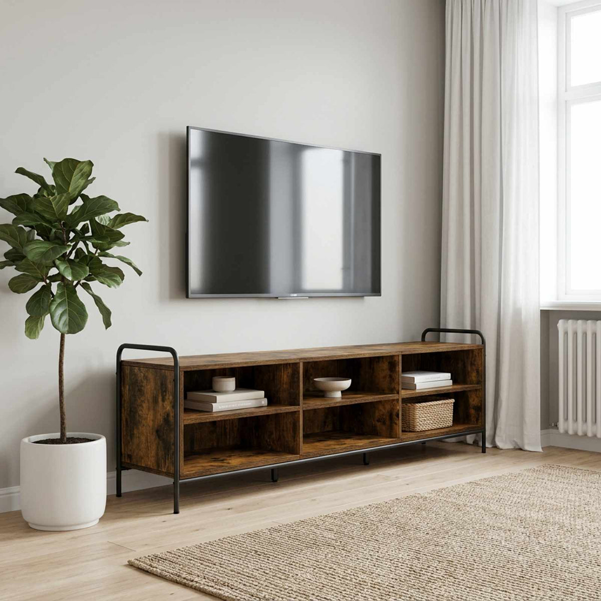 vidaXL Szafka pod telewizor 140 x 39,5 x 50 cm Dąb wędzony