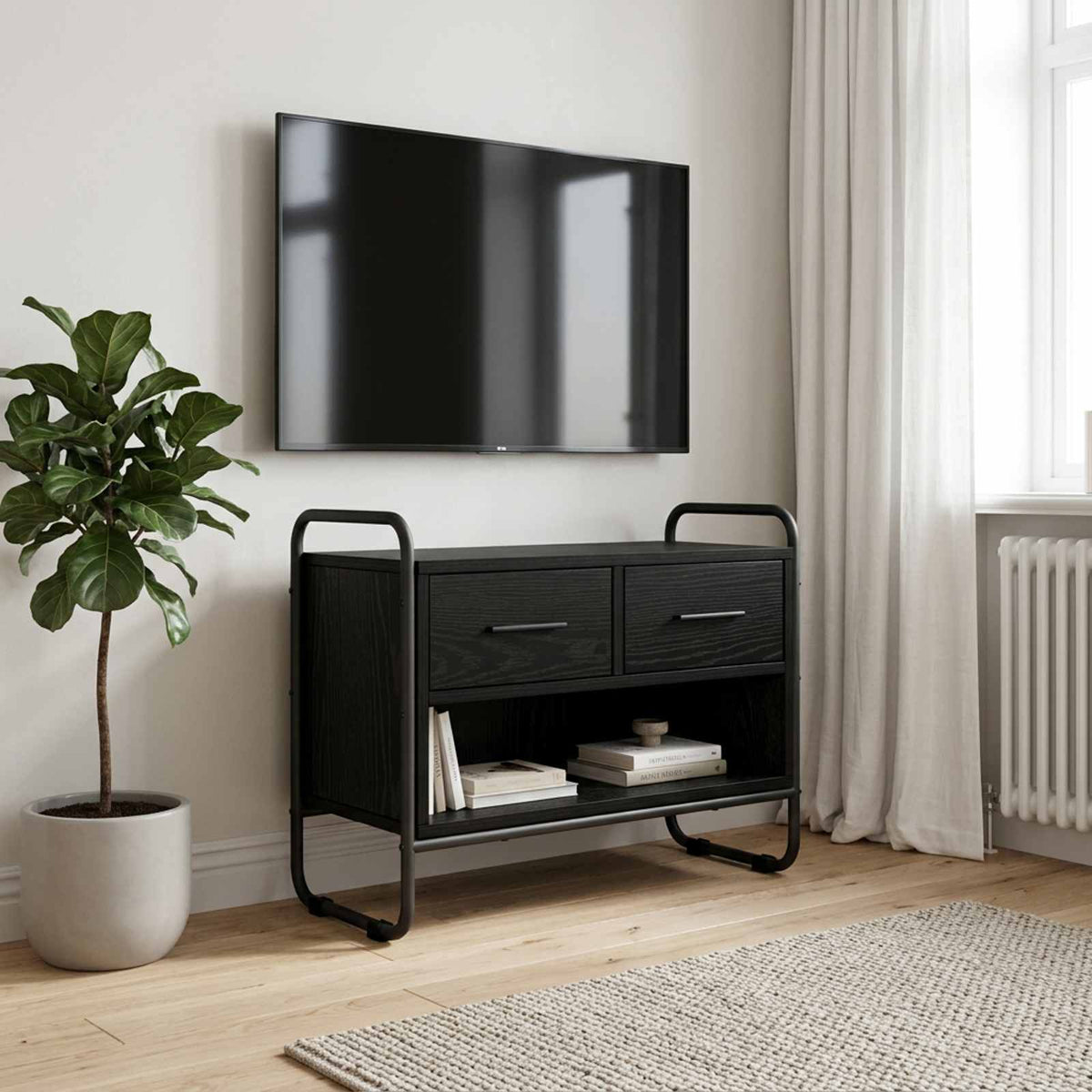 vidaXL Szafka pod telewizor 60 x 30 x 50 cm Czarny dąb