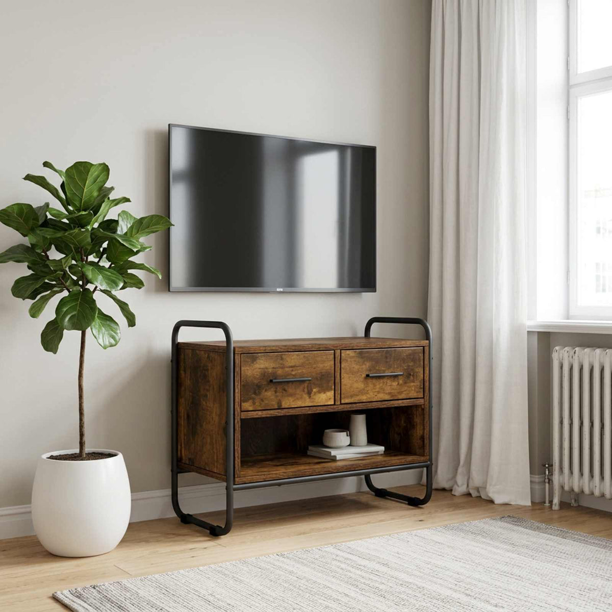 vidaXL Szafka pod telewizor 60 x 30 x 50 cm Dąb wędzony