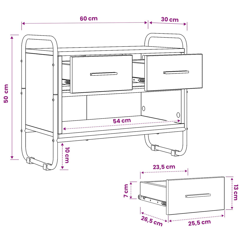 vidaXL Szafka pod telewizor 60 x 30 x 50 cm Szary Sonoma