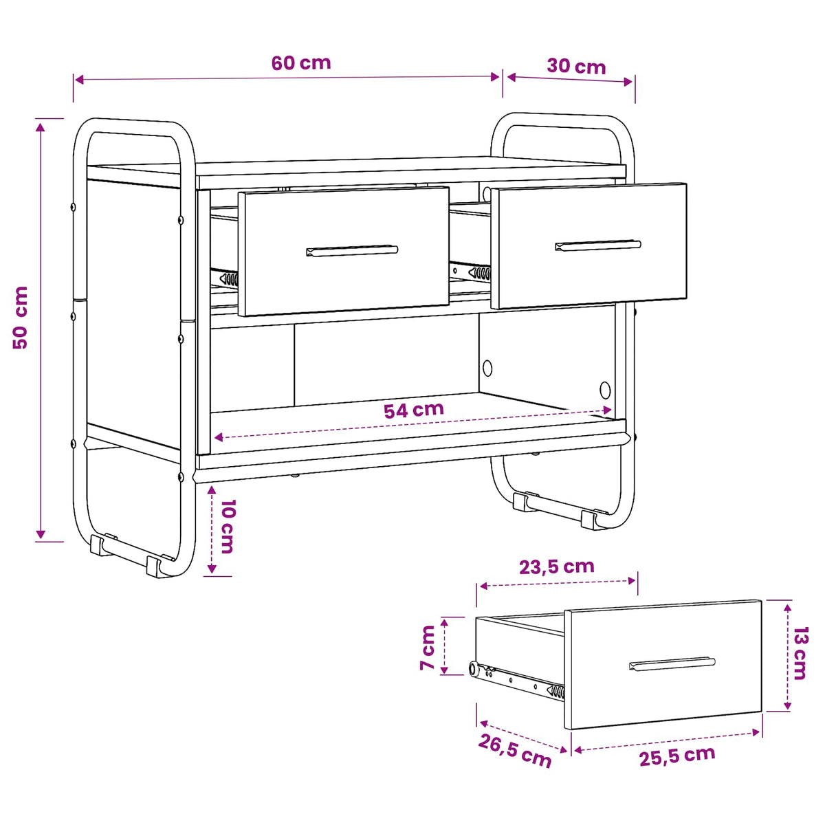 vidaXL Szafka pod telewizor 60 x 30 x 50 cm Szary Sonoma