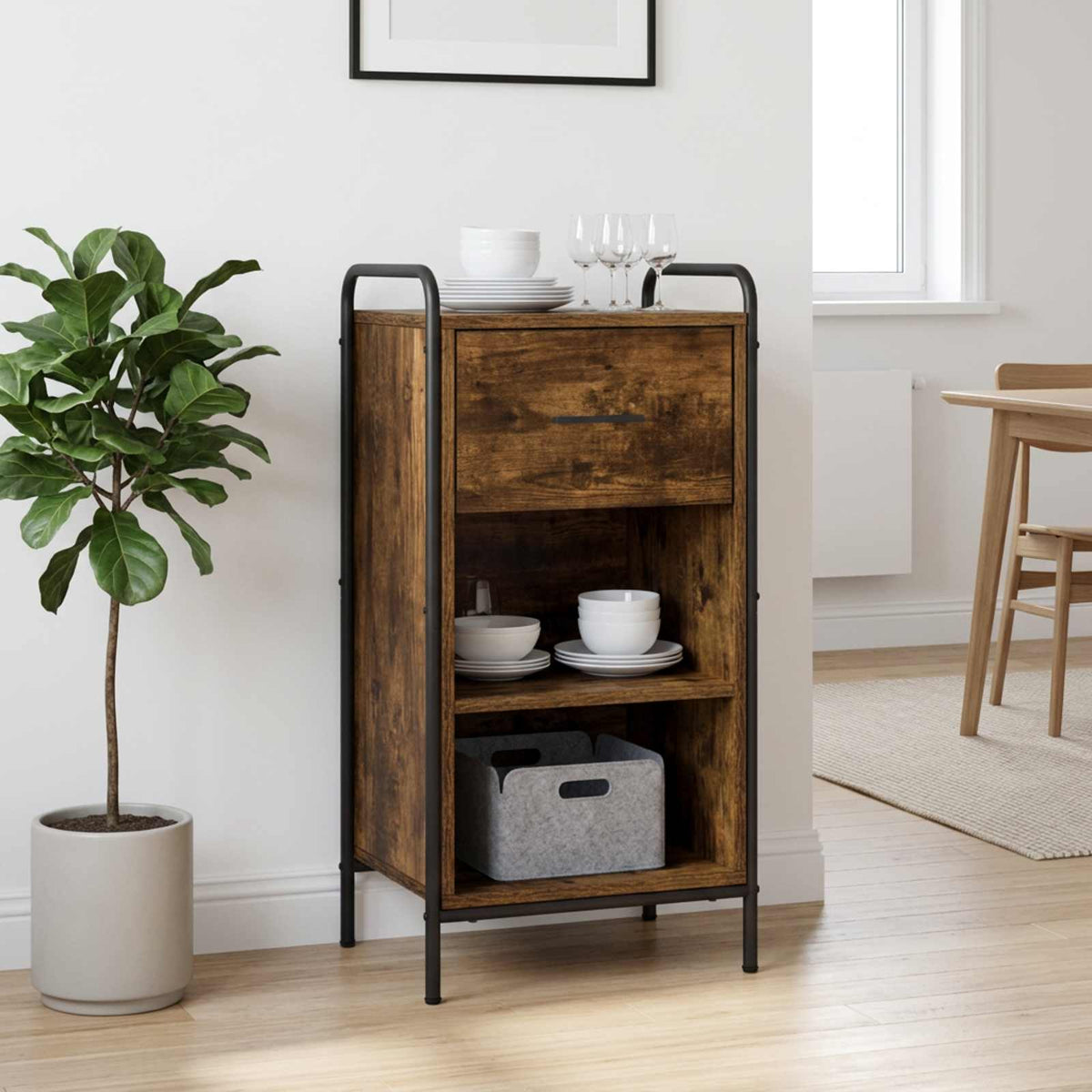 vidaXL Bufet Dąb wędzony 97 x 33 x 81 cm Drewno inżynieryjne