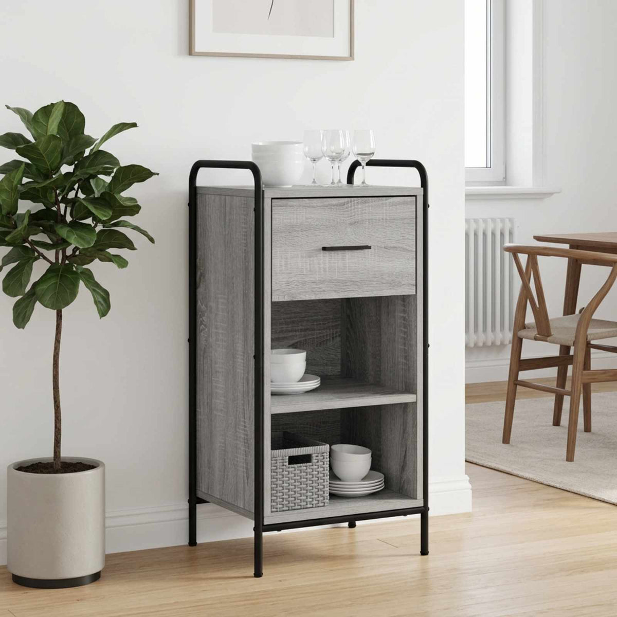 vidaXL Bufet Szary Sonoma 97 x 33 x 81 cm Drewno inżynieryjne