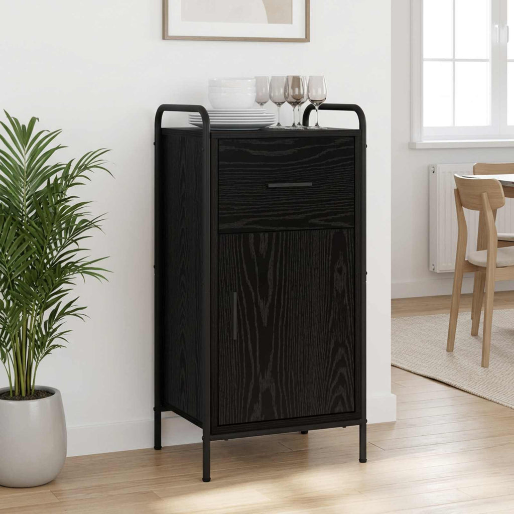 vidaXL Bufet Czarny dąb 97 x 33 x 81 cm Drewno inżynieryjne