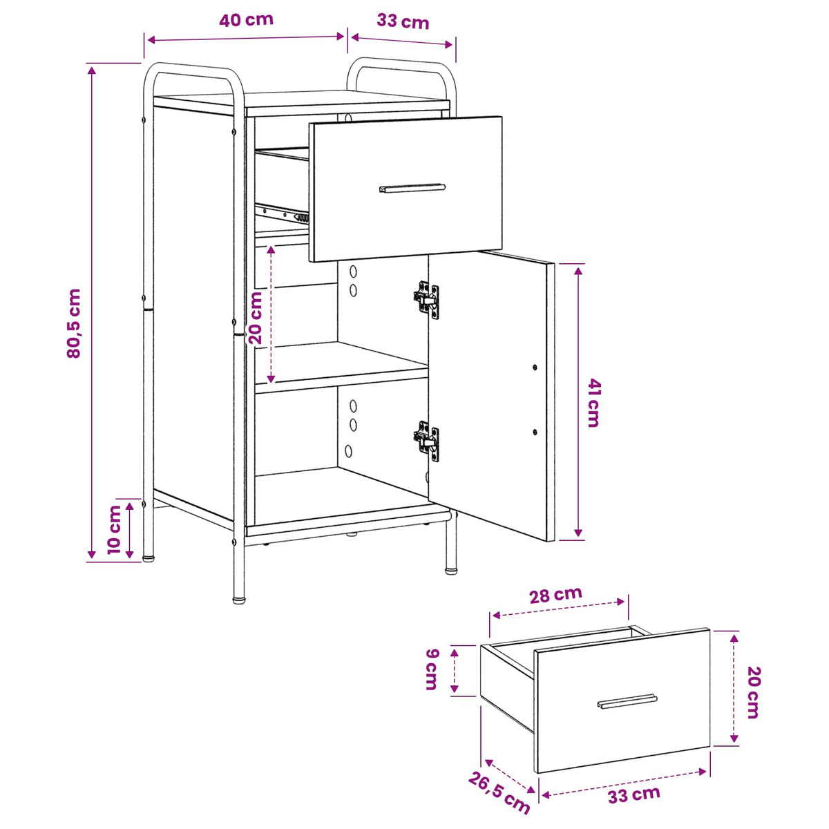 vidaXL Bufet Szary Sonoma 97 x 33 x 81 cm Drewno inżynieryjne