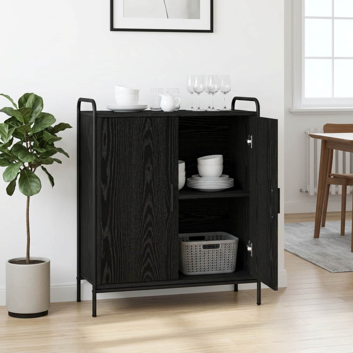 vidaXL Bufet Czarny dąb 97 x 33 x 81 cm Drewno inżynieryjne