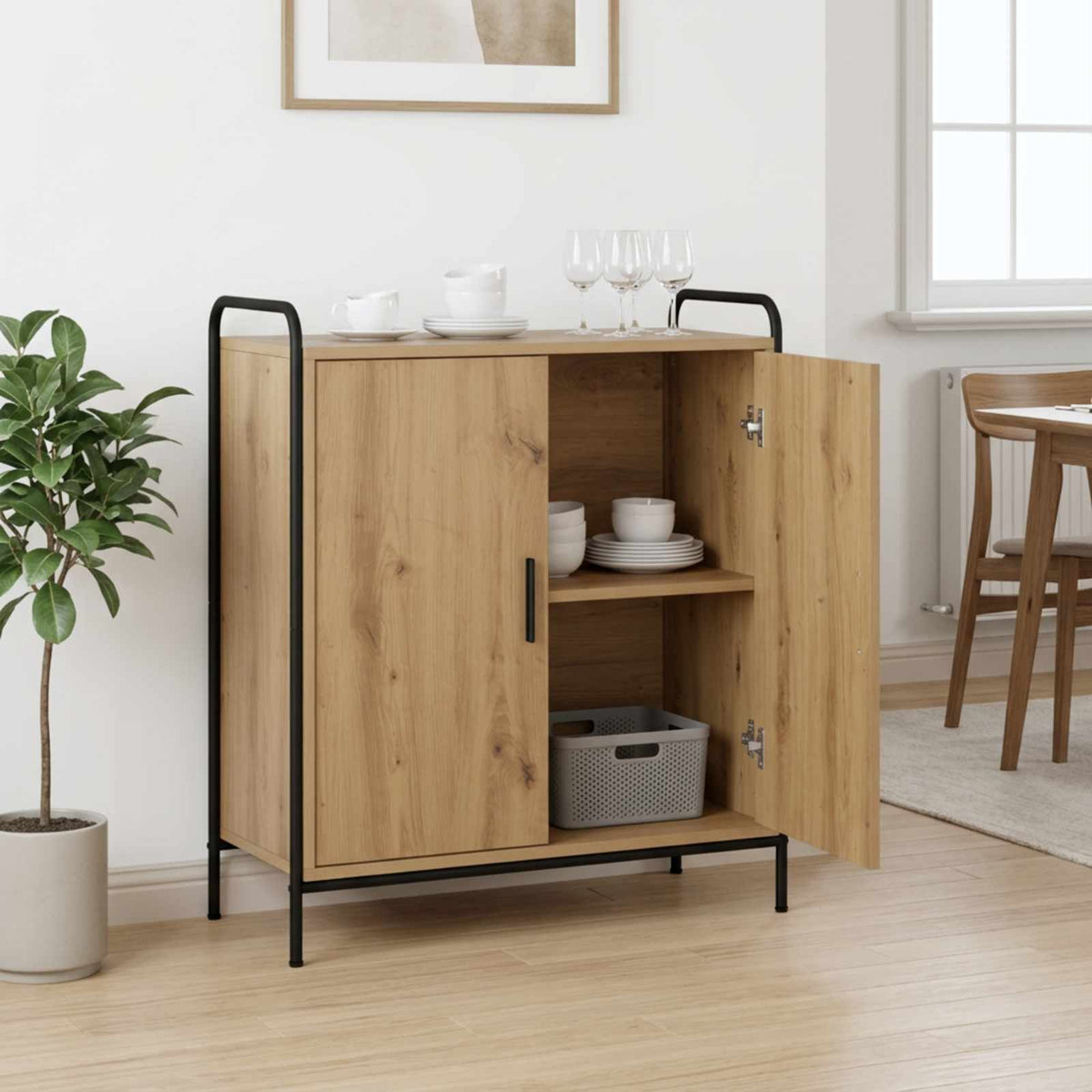 vidaXL Bufet Dąb artisan 97 x 33 x 81 cm Drewno inżynieryjne