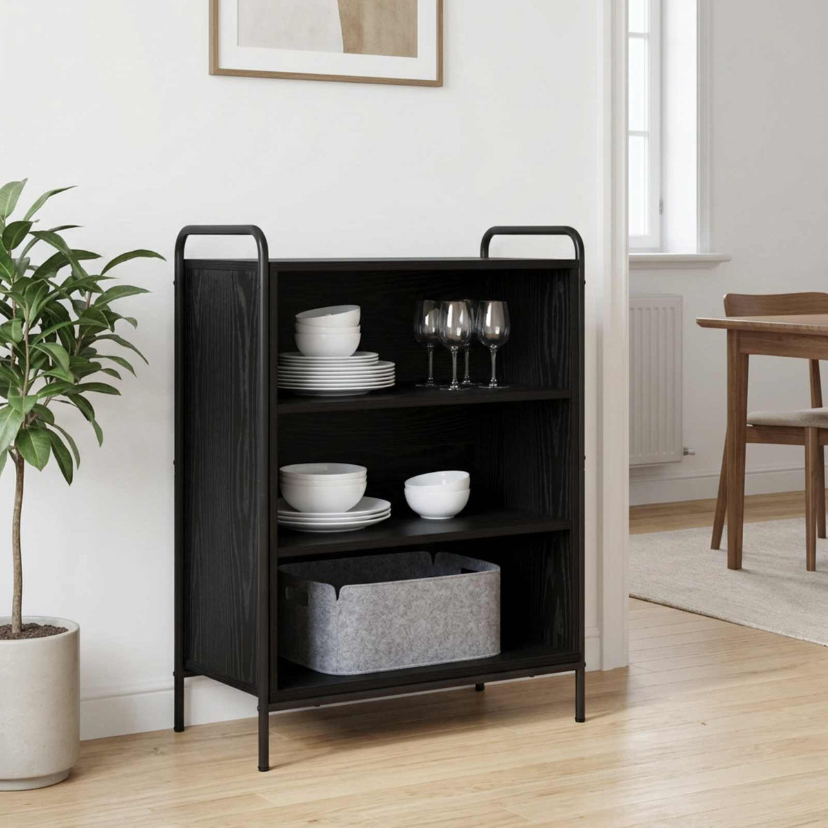 vidaXL Bufet Czarny dąb 97 x 33 x 81 cm Drewno inżynieryjne