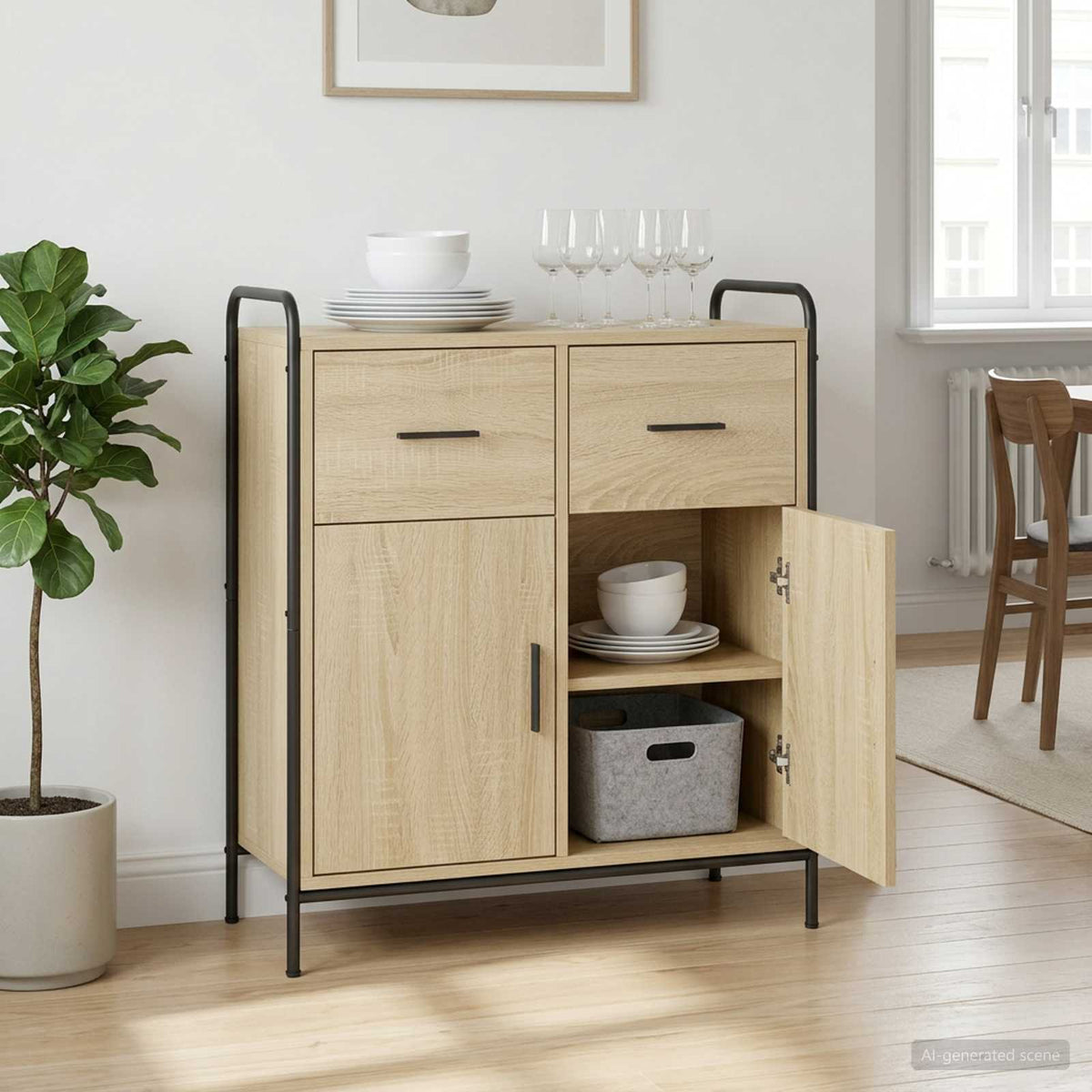 vidaXL Bufet dąb Sonoma 97 x 33 x 81 cm Drewno inżynieryjne