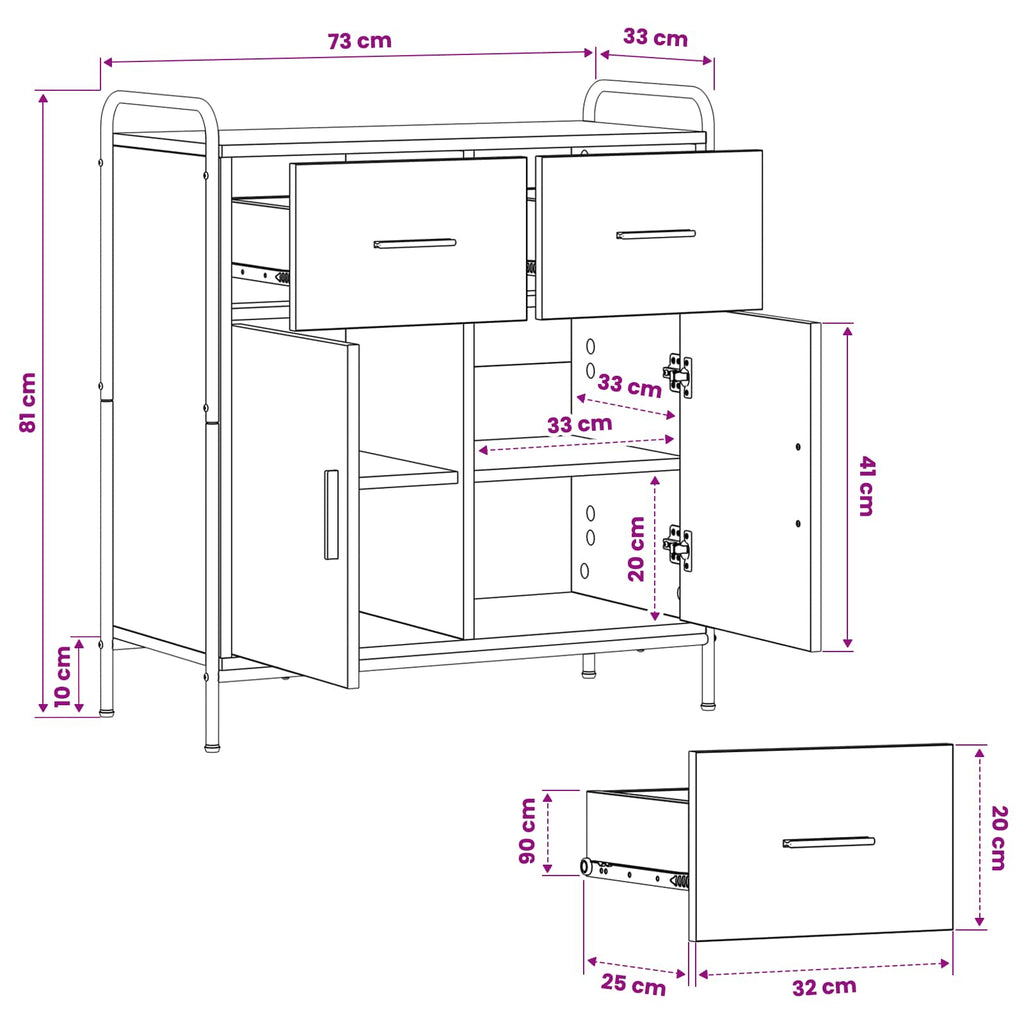 vidaXL Bufet Dąb artisan 97 x 33 x 81 cm Drewno inżynieryjne
