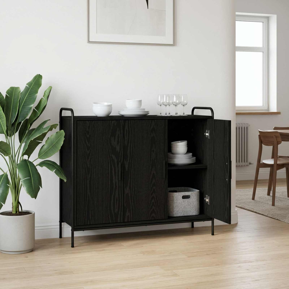 vidaXL Bufet Czarny dąb 97 x 33 x 81 cm Drewno inżynieryjne
