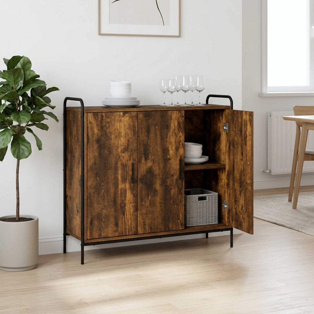 vidaXL Bufet Dąb wędzony 97 x 33 x 81 cm Drewno inżynieryjne