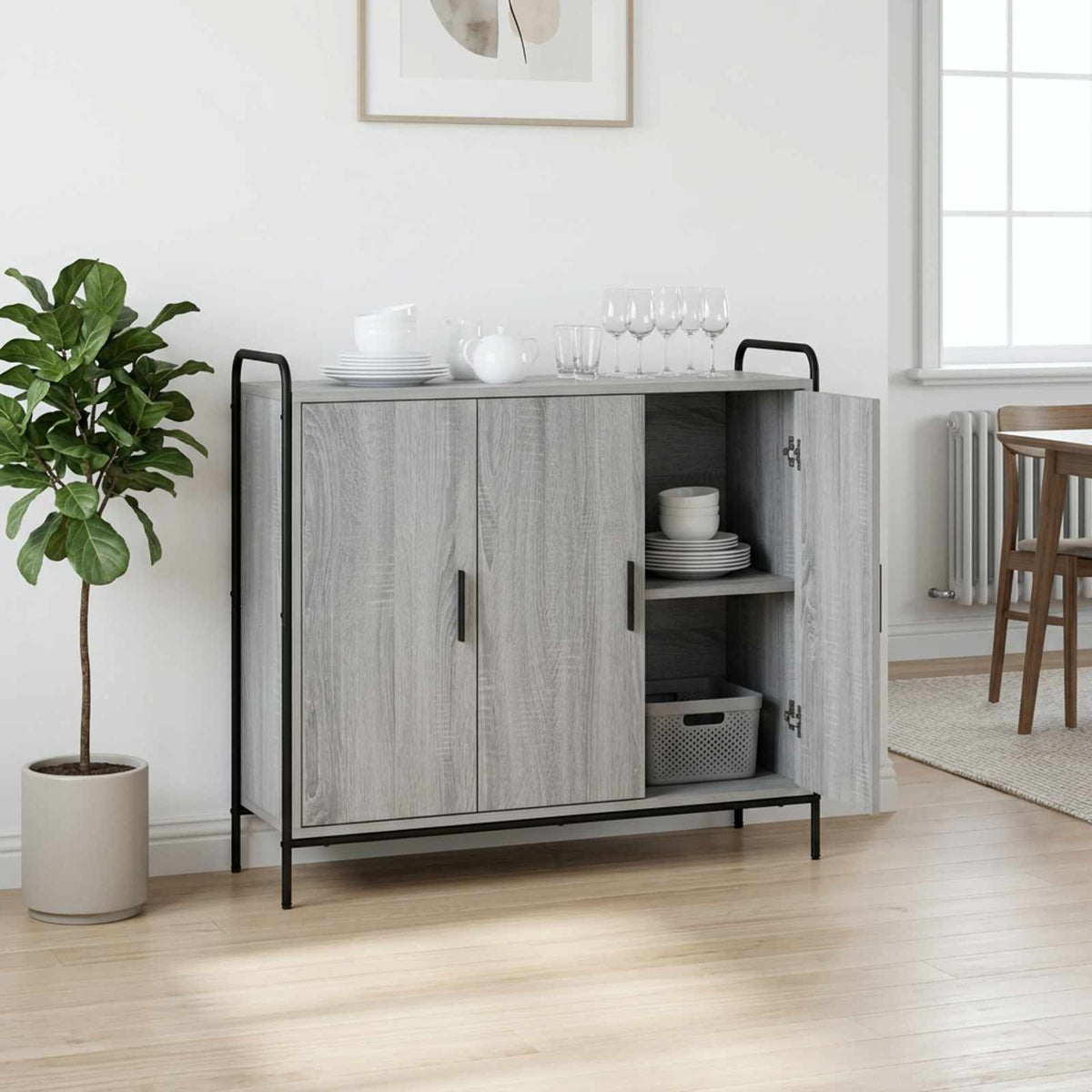 vidaXL Bufet Szary Sonoma 97 x 33 x 81 cm Drewno inżynieryjne