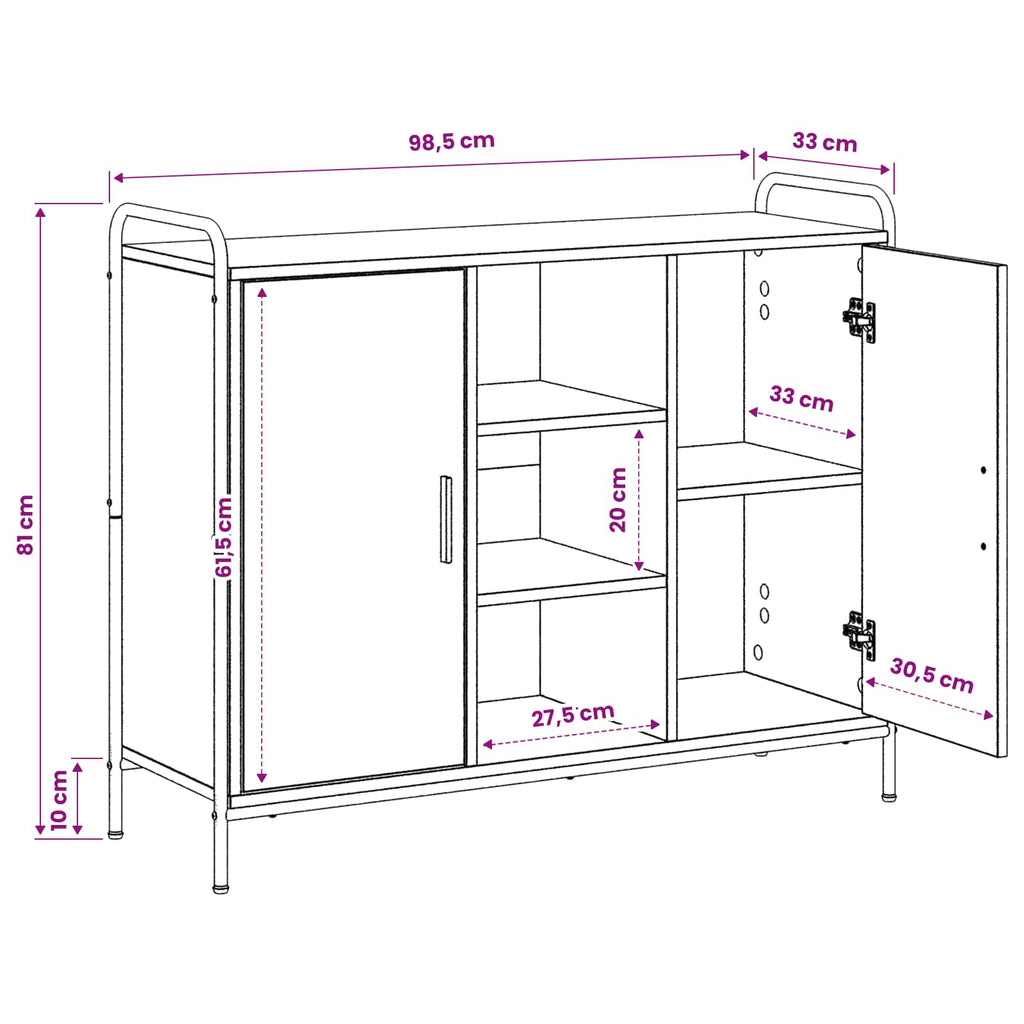 vidaXL Bufet Czarny dąb 97 x 33 x 81 cm Drewno inżynieryjne