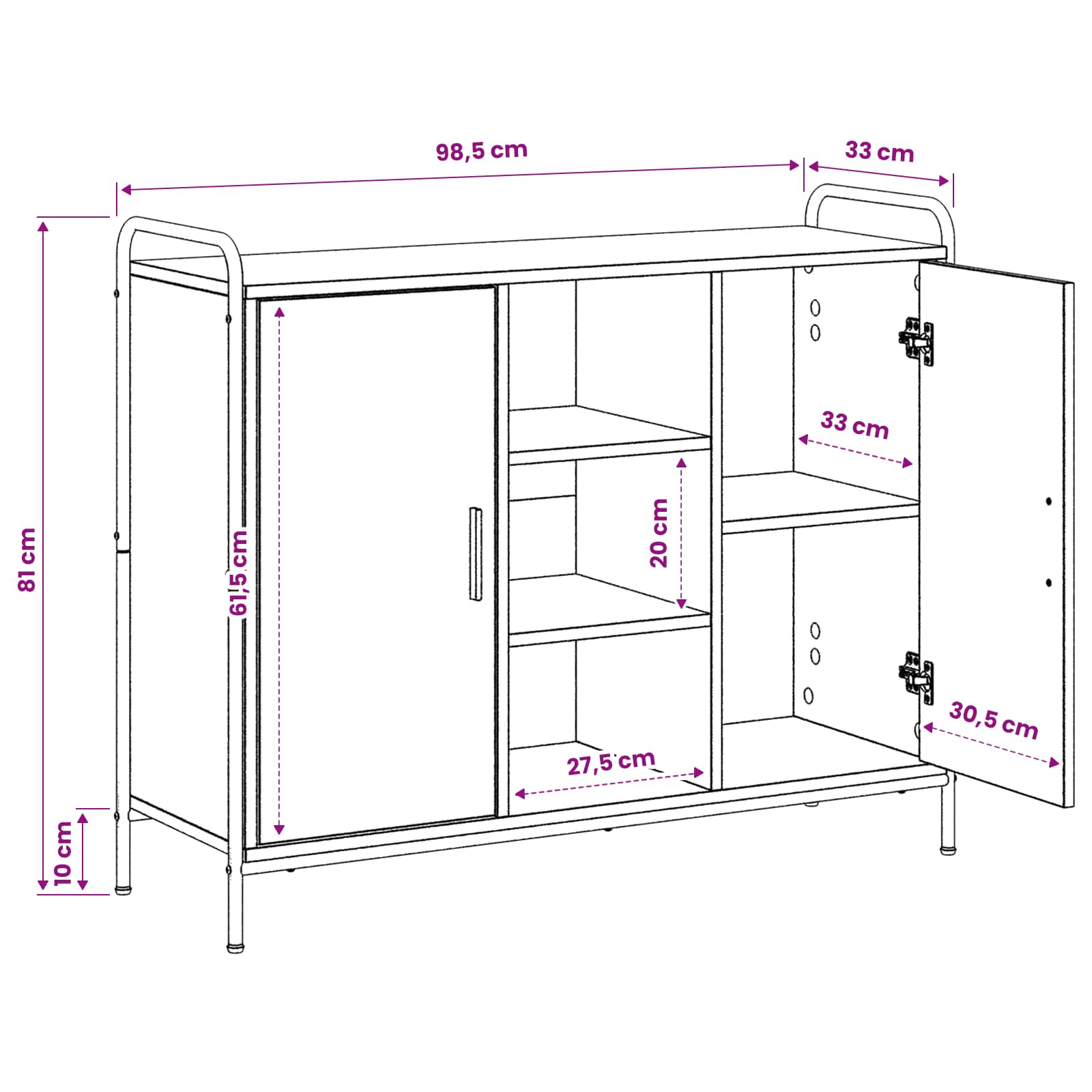 vidaXL Bufet Szary Sonoma 97 x 33 x 81 cm Drewno inżynieryjne