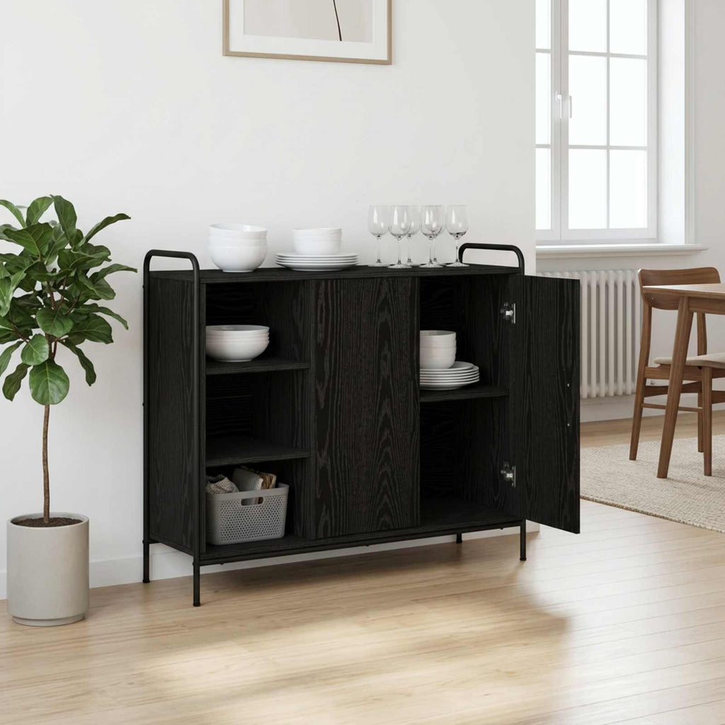 vidaXL Bufet Czarny dąb 97 x 33 x 81 cm Drewno inżynieryjne