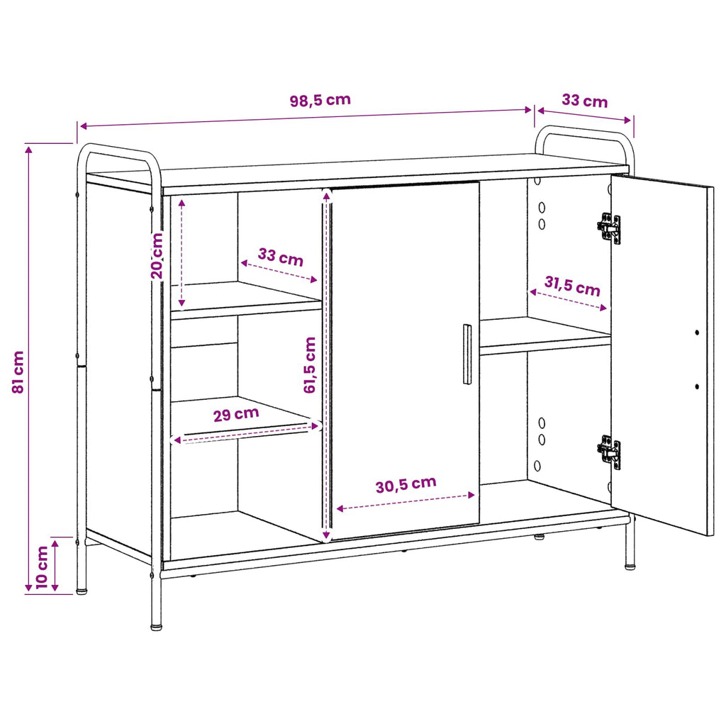 vidaXL Bufet Czarny dąb 97 x 33 x 81 cm Drewno inżynieryjne