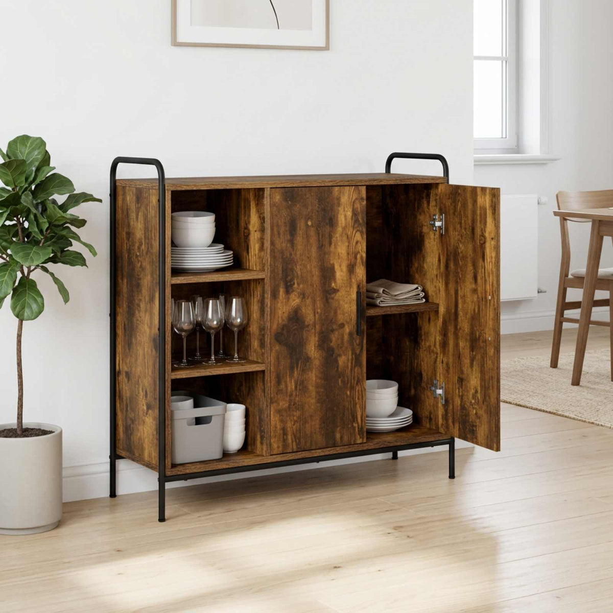 vidaXL Bufet Dąb wędzony 97 x 33 x 81 cm Drewno inżynieryjne