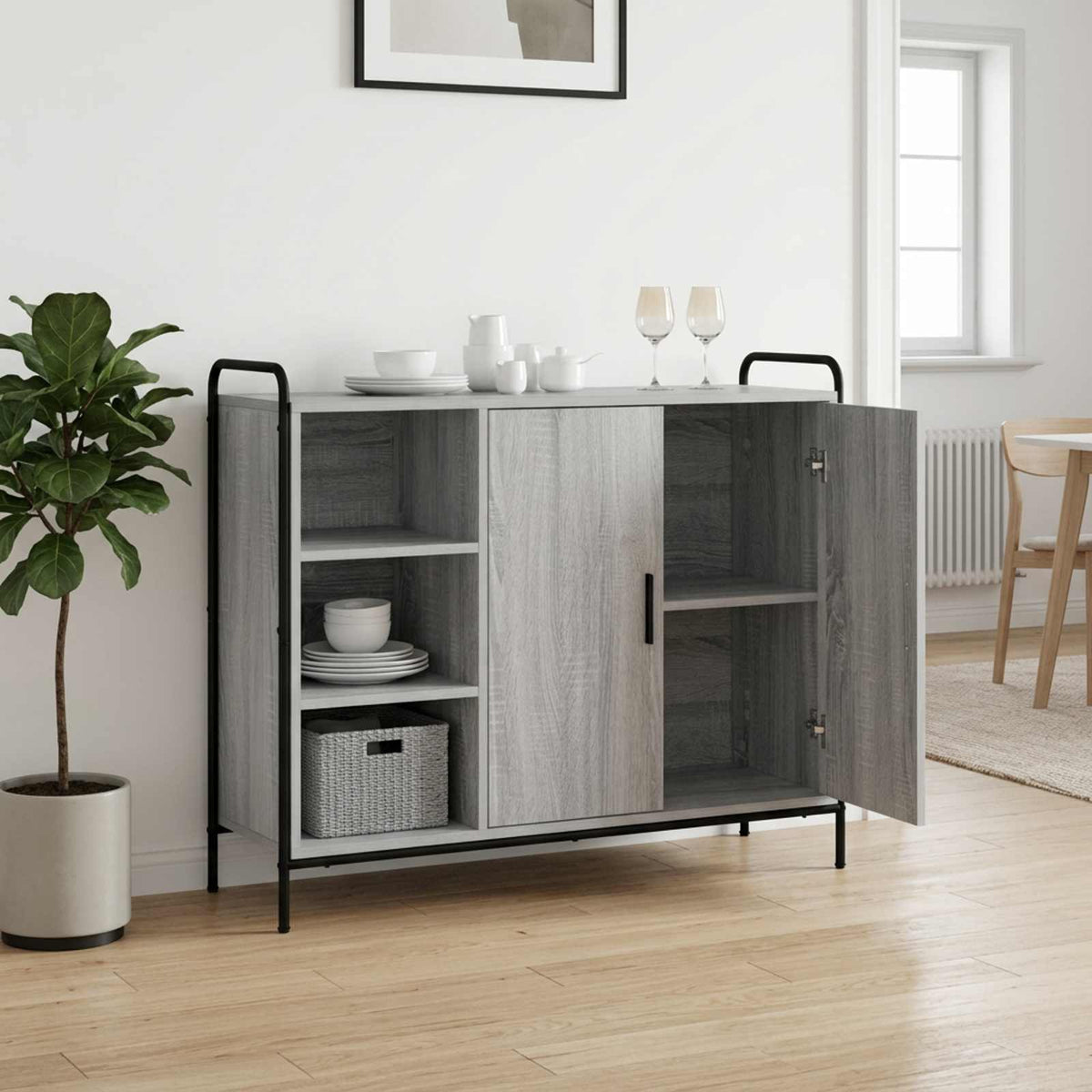 vidaXL Bufet Szary Sonoma 97 x 33 x 81 cm Drewno inżynieryjne