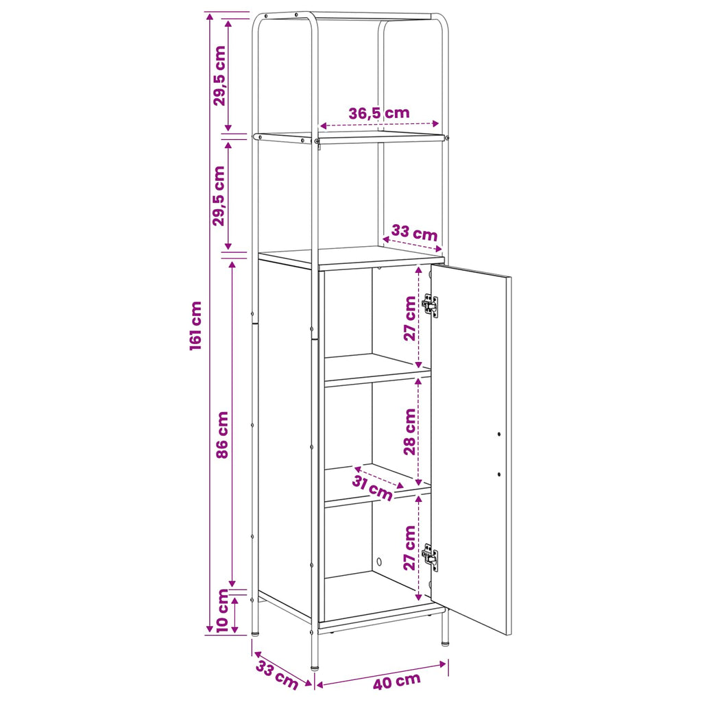 vidaXL Highboard dąb Sonoma 40 x 33 x 161 cm Drewno inżynieryjne