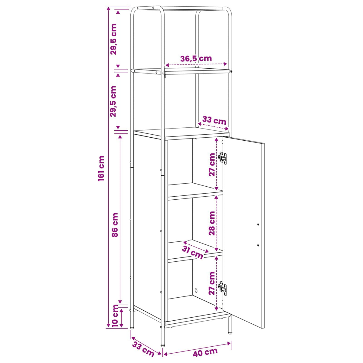vidaXL Highboard dąb Sonoma 40 x 33 x 161 cm Drewno inżynieryjne