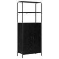 vidaXL Highboard Czarny dąb 40 x 33 x 161 cm Drewno inżynieryjne