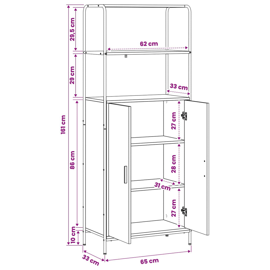 vidaXL Highboard dąb Sonoma 40 x 33 x 161 cm Drewno inżynieryjne