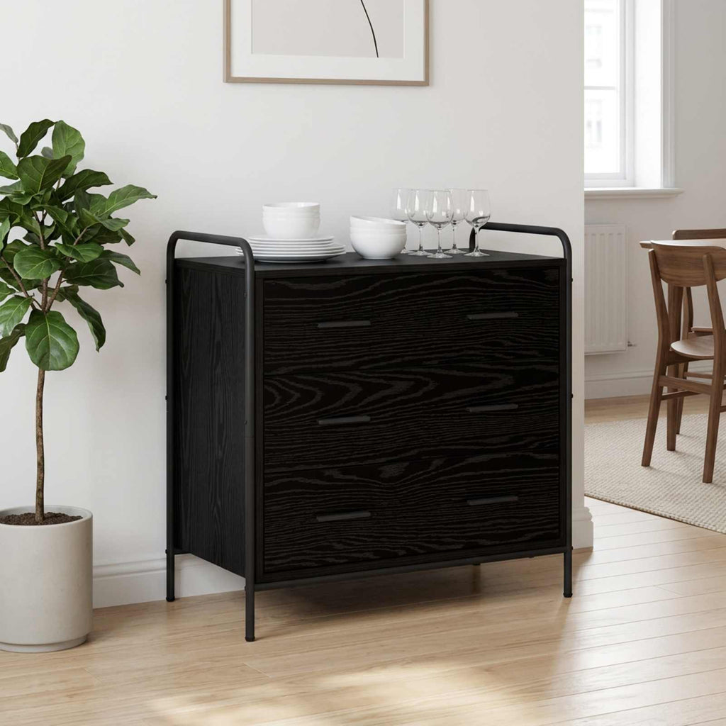 vidaXL Szafka z Szufladami Czarny dąb 70 x 39,5 x 71 cm