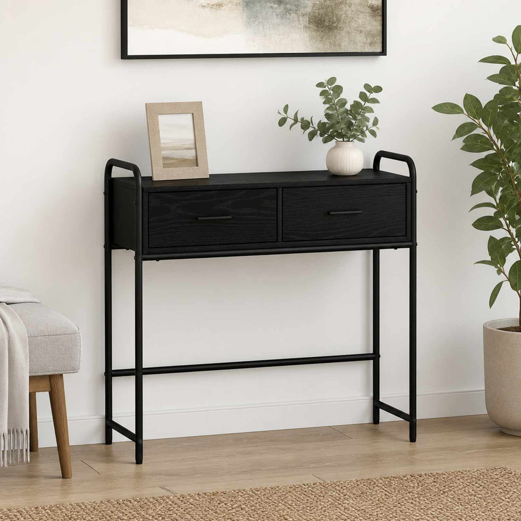 vidaXL Konsola Czarny dąb 90 x 33 x 80,5 cm Drewno inżynieryjne