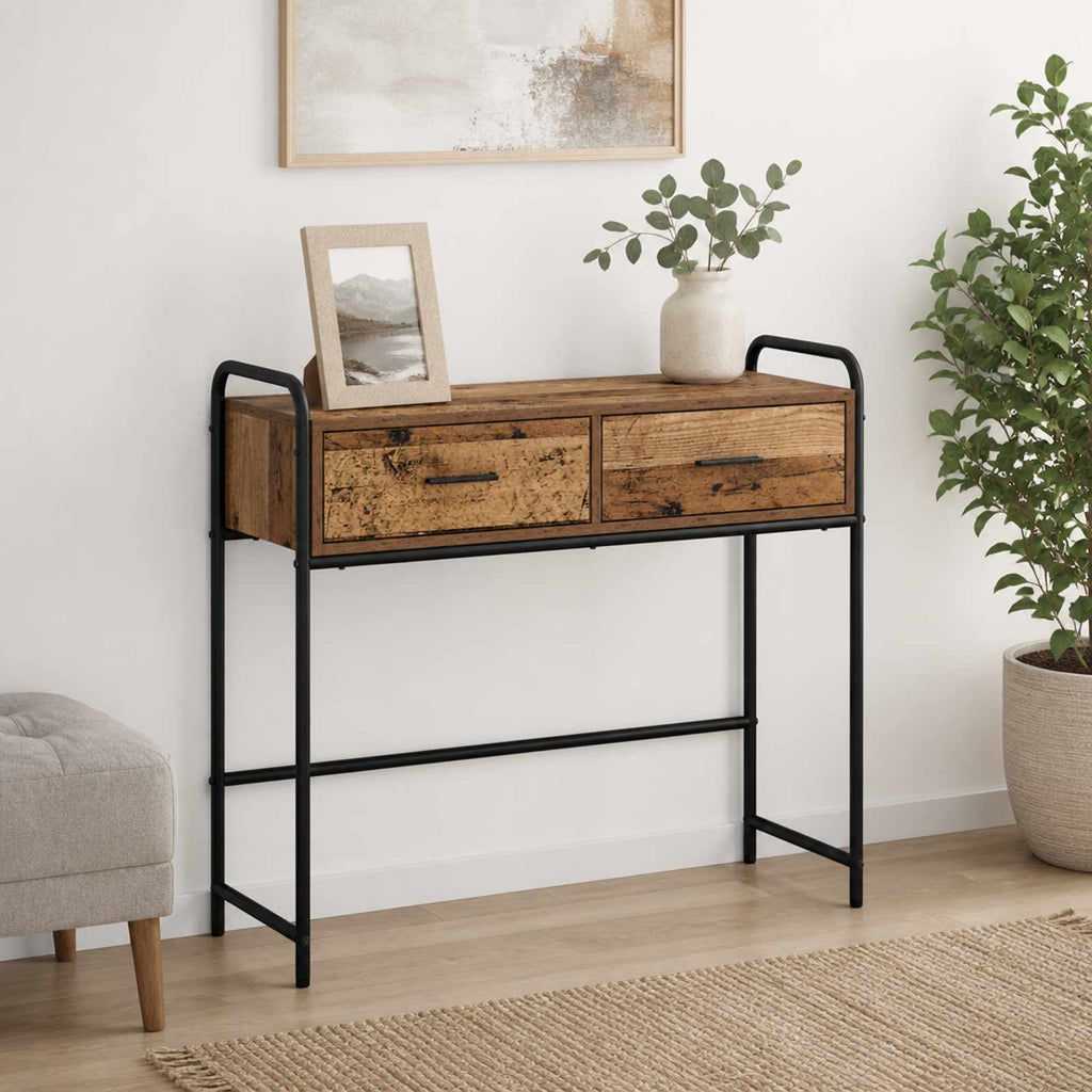 vidaXL Konsola Stare drewno 90 x 33 x 80,5 cm Drewno inżynieryjne