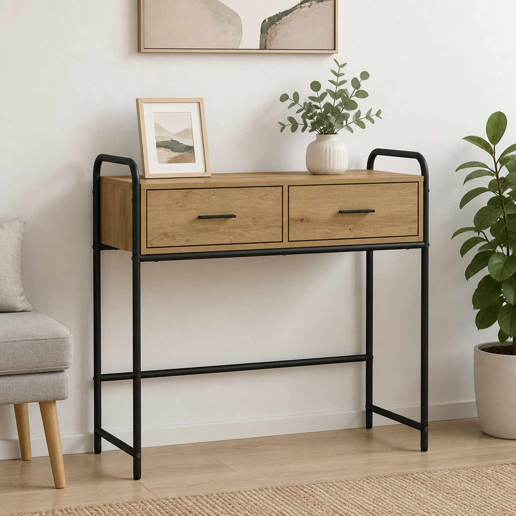 vidaXL Konsola Dąb artisan 90 x 33 x 80,5 cm Drewno inżynieryjne