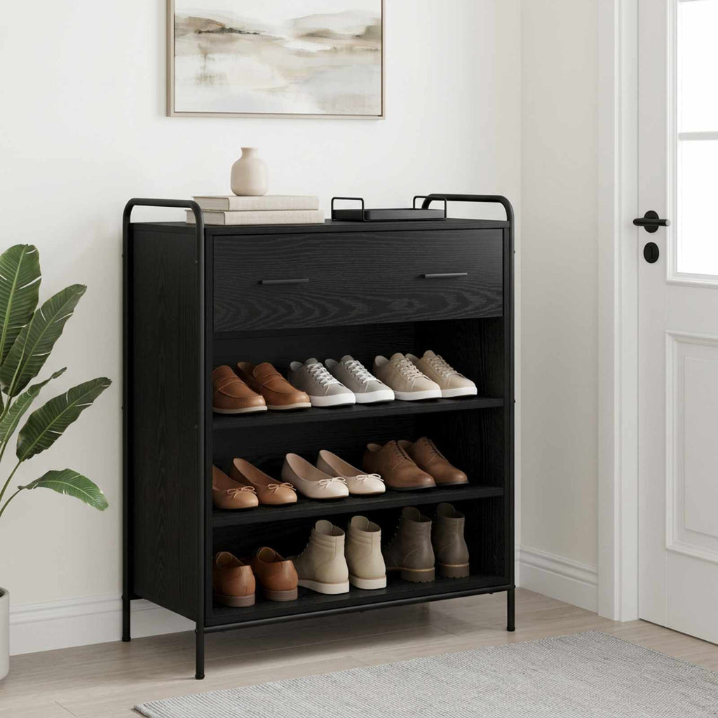vidaXL Szafka na buty 76 x 36,5 x 93 cm Drewno inżynieryjne Czarny dąb
