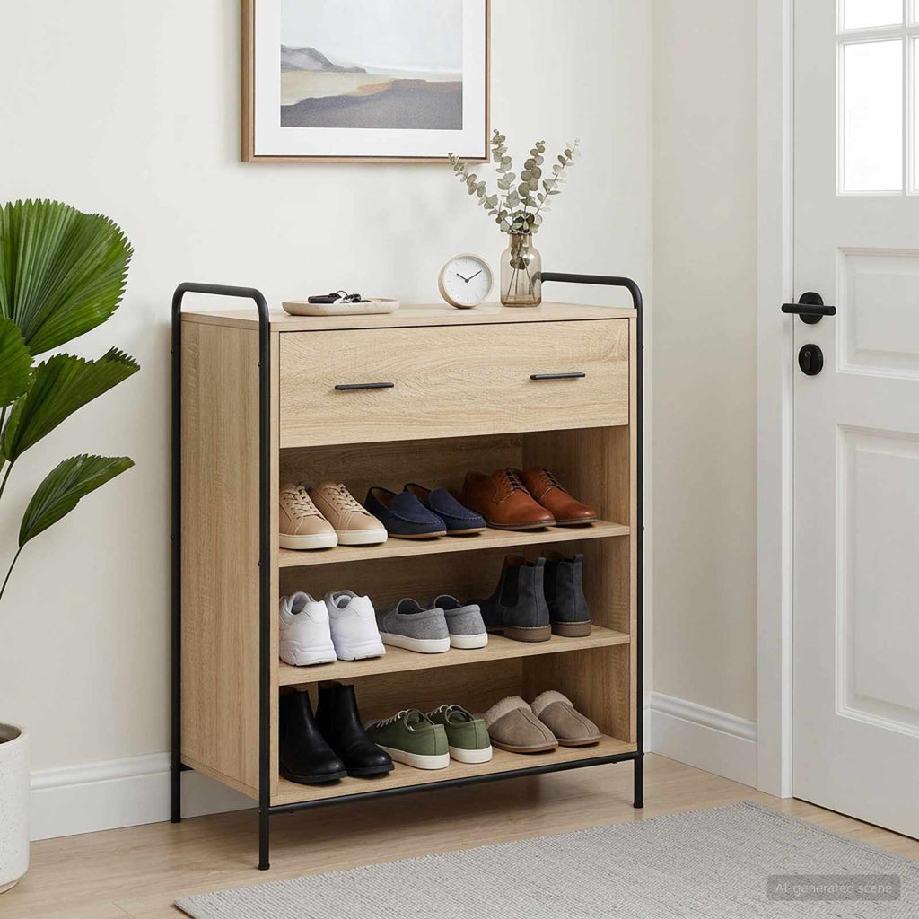 vidaXL Szafka na buty 76 x 36,5 x 93 cm Drewno inżynieryjne dąb Sonoma