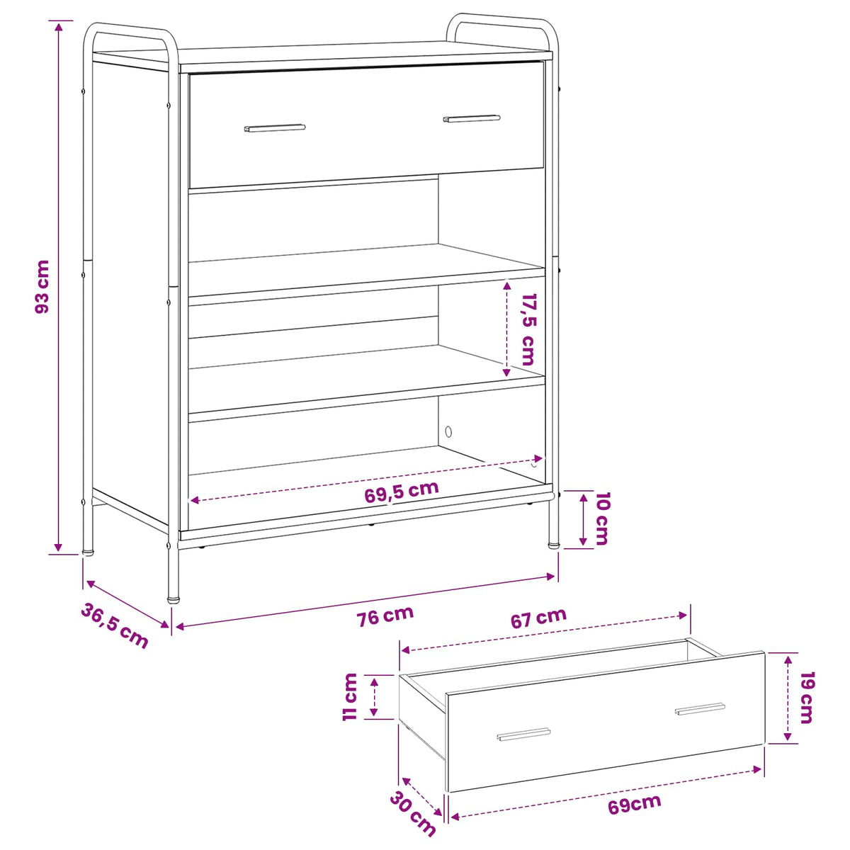 vidaXL Szafka na buty 76 x 36,5 x 93 cm Drewno inżynieryjne