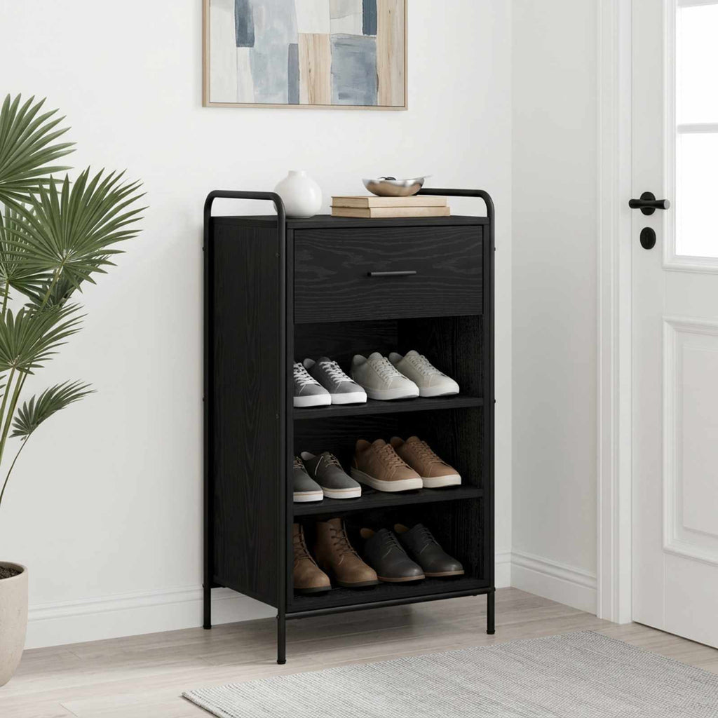 vidaXL Szafka na buty 51 x 36,5 x 93 cm Drewno inżynieryjne Czarny dąb
