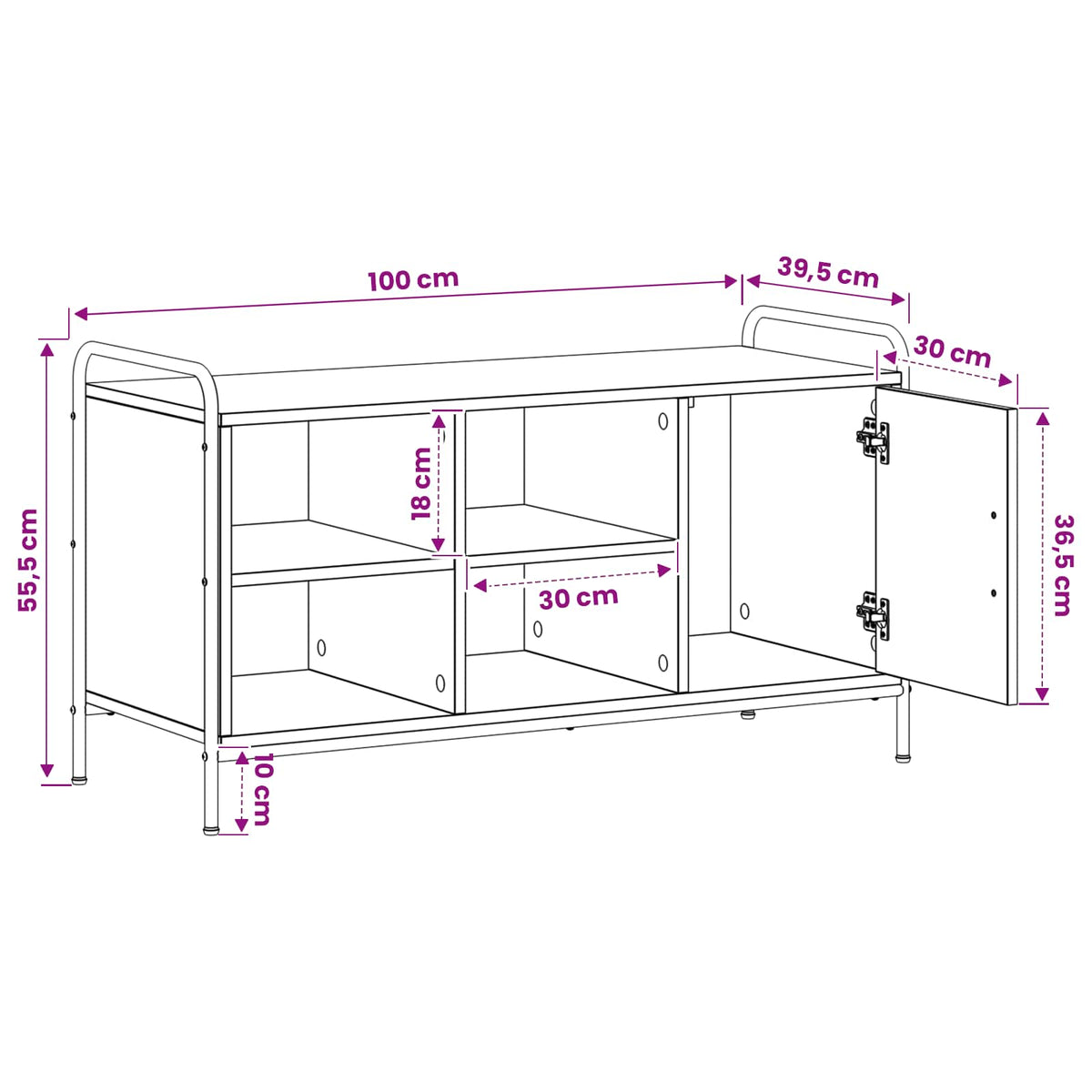 vidaXL Szafka na buty 100 x 39,5 x 55,5 cm Drewno inżynieryjne