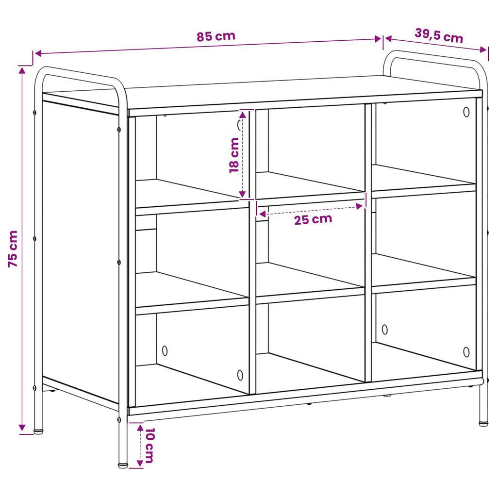 vidaXL Szafka na buty 85 x 39,5 x 75 cm Drewno inżynieryjne Czarny dąb
