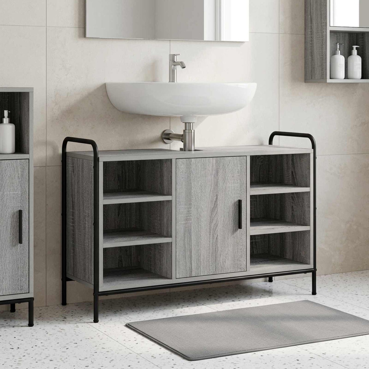 vidaXL Szafka Łazienkowa Szary Sonoma 95 x 34 x 61 cm